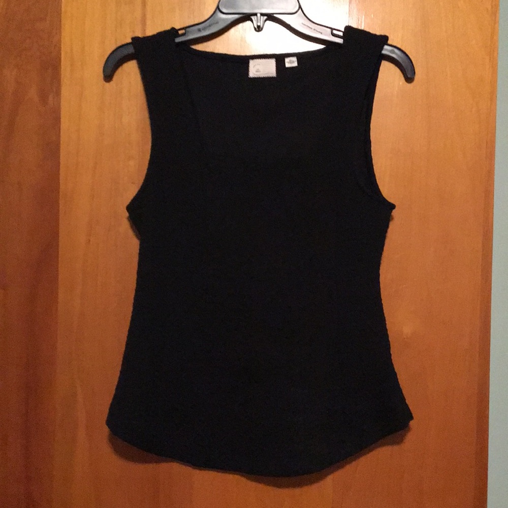 Anthropologie Black fitted jacquard tank top